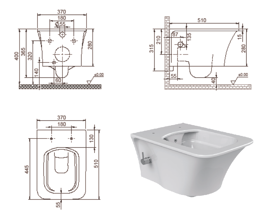 Унитаз подвесной с функцией биде Boheme Mirage Белый глянец 965-2