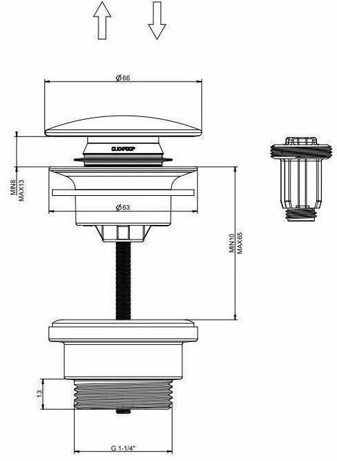 Донный клапан Grocenberg GB106BL Черный матовый