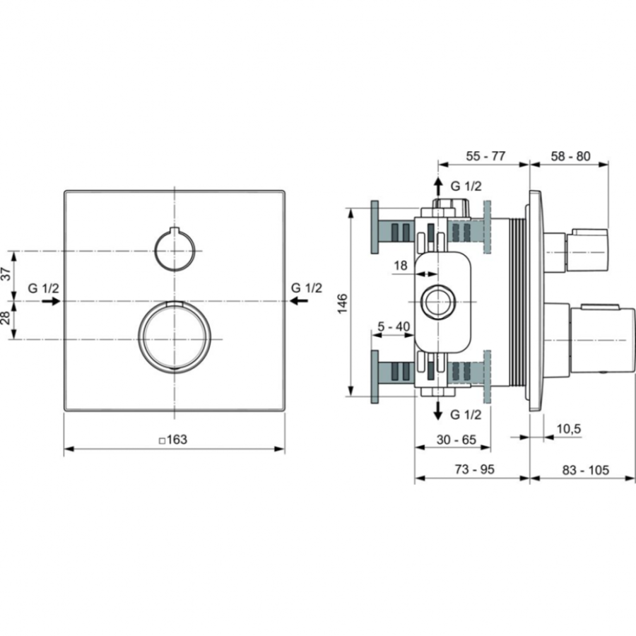 Ideal Standard термостатический смеситель для душа A6956AA