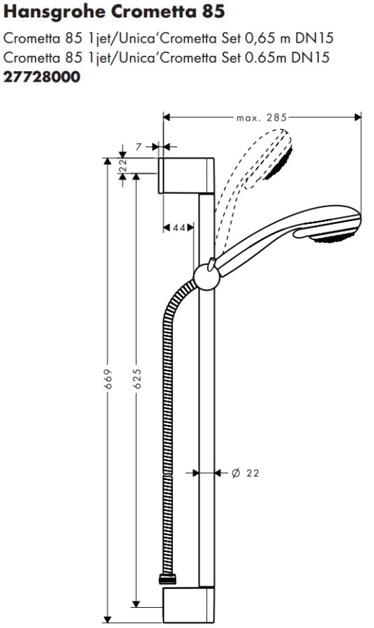 Душевая стойка Hansgrohe Crometta 85 27728000