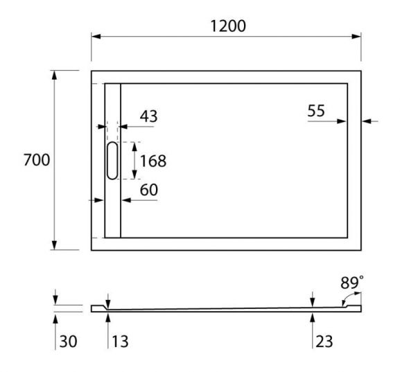 Cezares Tray поддон из иск. мрамора 120х70 TRAY-AS-AH-120/70-30-W