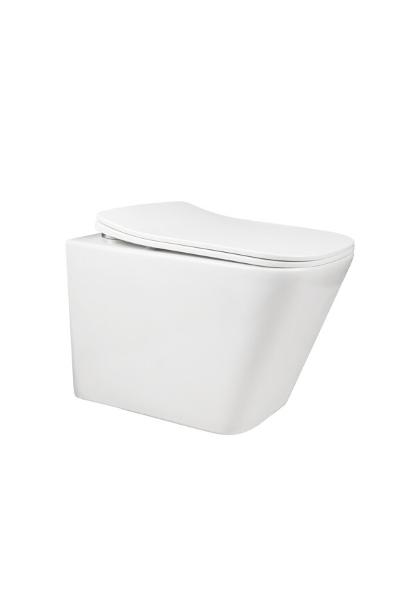 Aqua Nero Iron Унитаз подвесной безободковый, 490*340*360 мм, с сиденьем микролифт (soft close) дюропласт AN-003L