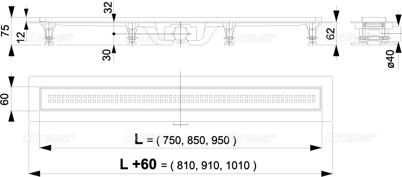 AlcaPlast APZ-9 Simple Душевой лоток 750 мм