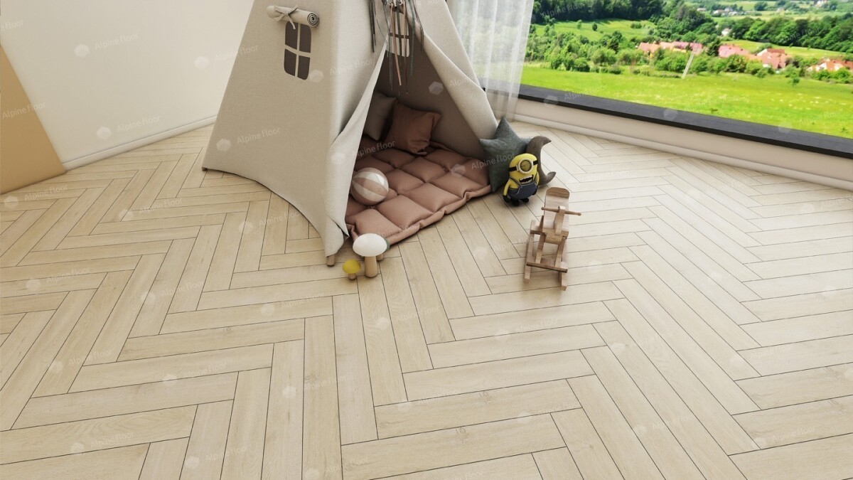 Ламинат Alpine Floor Herringbone 12, LF105-3A Дуб Лацио 600 х 100 х 12 mm