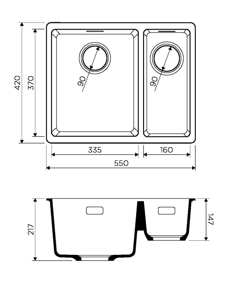 Omoikiri Kata 55-2-U-PA 4993386 кухонная мойка аrtgranit пастила 54х42 см