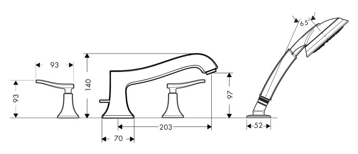 Hansgrohe Metris Classic 31314000 смеситель на борт ванны хром