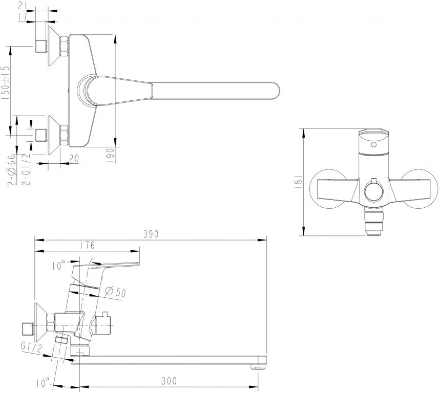 Bravat смеситель для ванны F65299C-1L