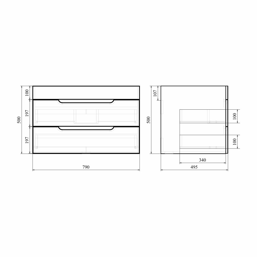 Mirsant Soho Quadro 80/2 тумба подвесная с доводчиком (раковина Deep-80) УТ000057015