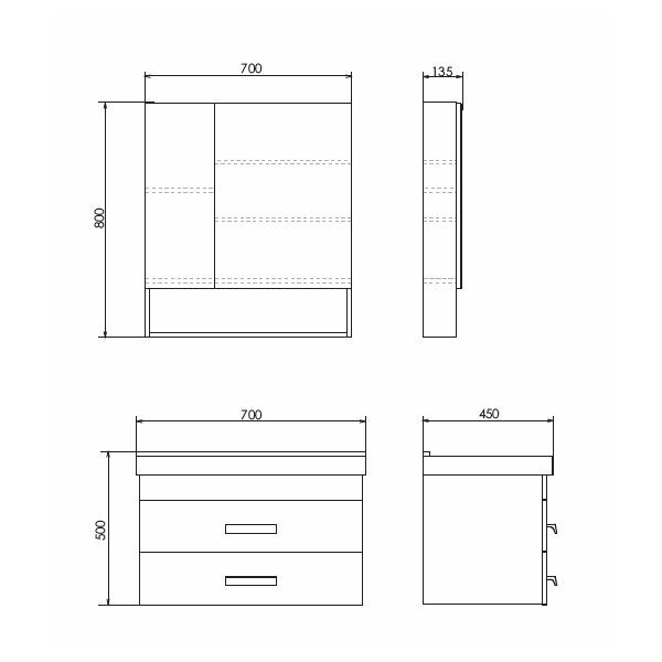 Зеркало-шкаф Comforty "Никосия-70" дуб белый 00-00006163CF