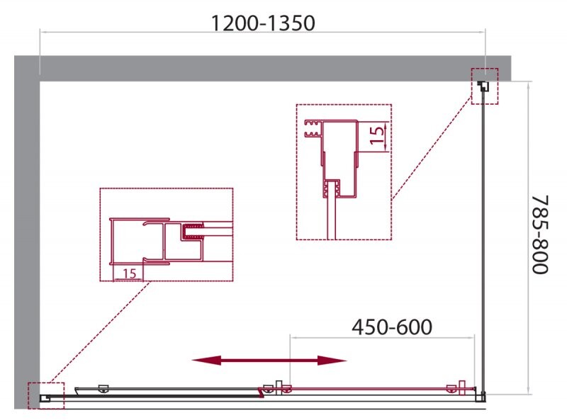 BelBagno Unique душевой уголок 120/135х80 см, рифленый, хром UNIQUE-AH-1-120/135-80-P-Cr