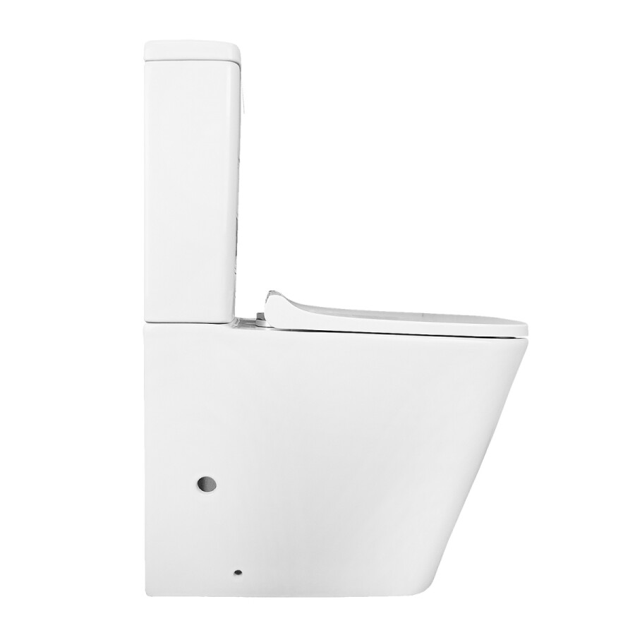 Унитаз-компакт Azario Quadro 605x340x810 напольный, смыв "Торнадо", безободковый с сидением микролифт и арматурой, белый AZ-2175 UQ1
