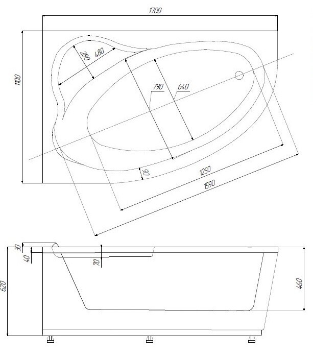 Azario Laura ванна акриловая левая 170х110 AV.0052170