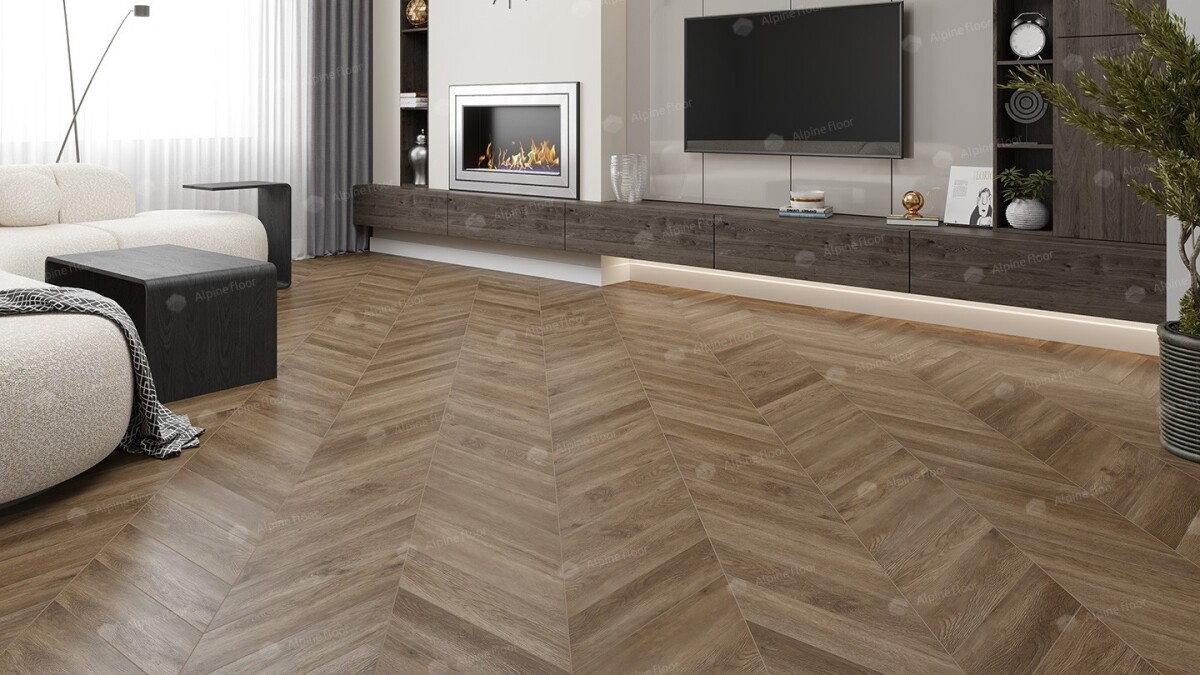 Alpine Floor Chevron Alpine SPC ламинат Макадамия ЕСО 18-5 600х127х5 mm
