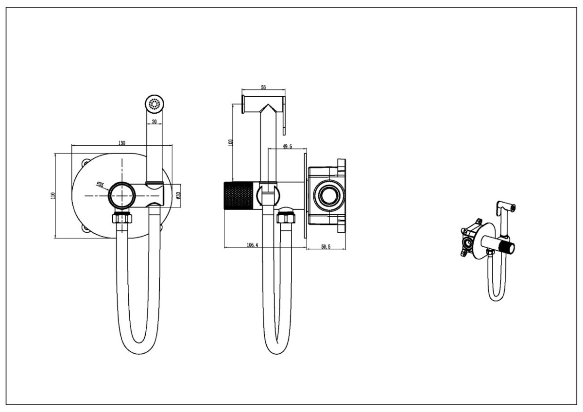 Гигиенический душ Boheme Tech Gold 157-G