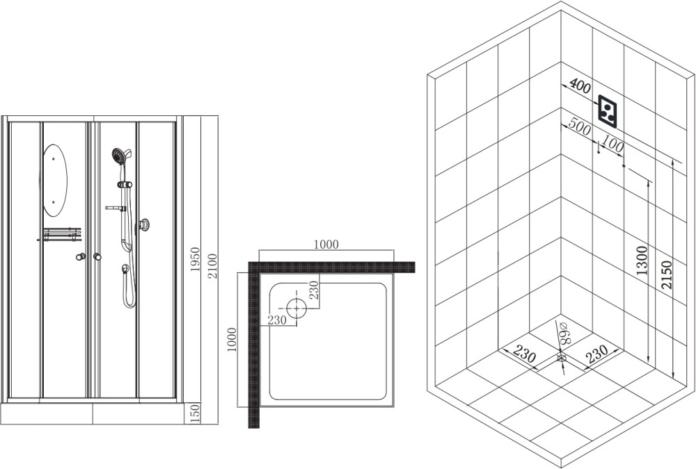 Esbano ES-L100CKR Душевой бокс 100*100*210