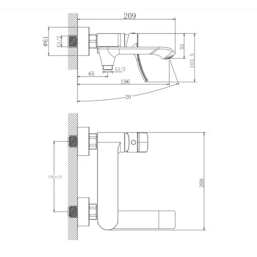 Смеситель для ванны Haiba HB60553 Хром