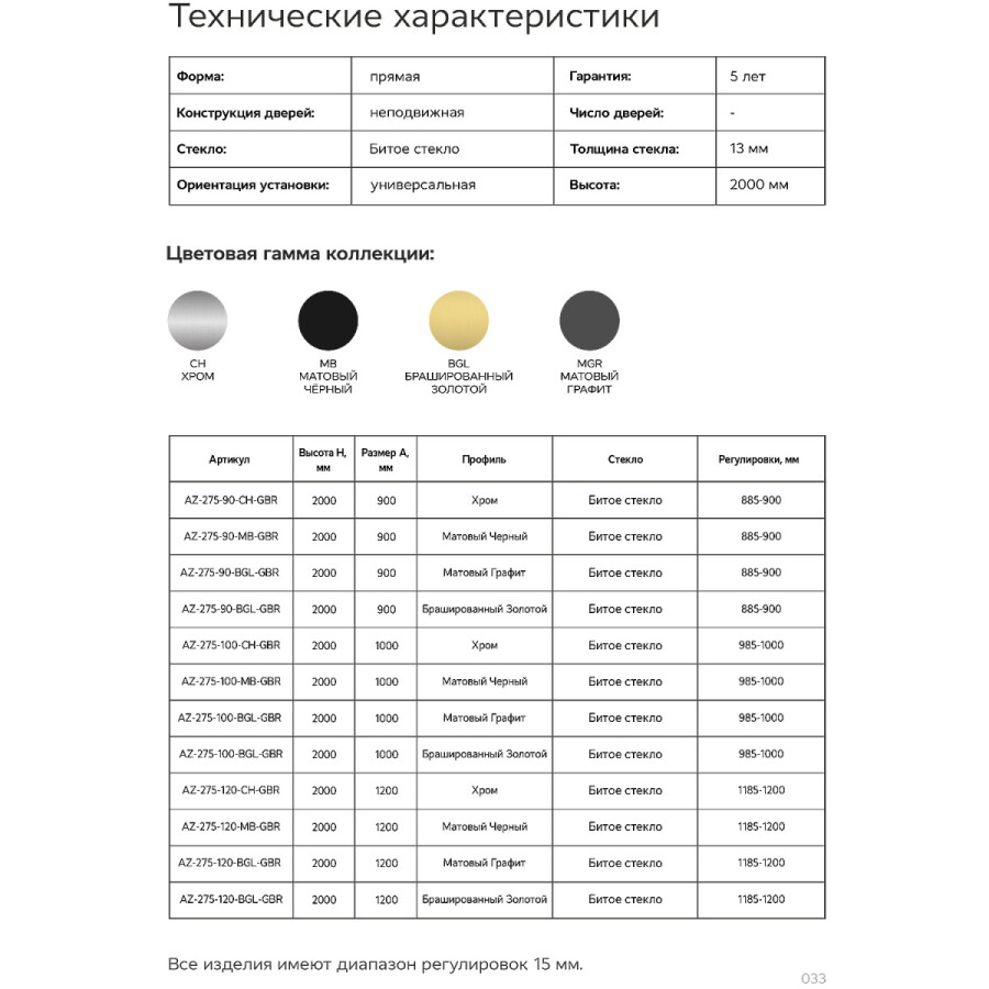 Душевая перегородка Azario Walk-in 900x2000 в рамке, "Битое стекло", толщина стекла 13 мм, профиль черный матовый AZ-275-90-MВ-CBR