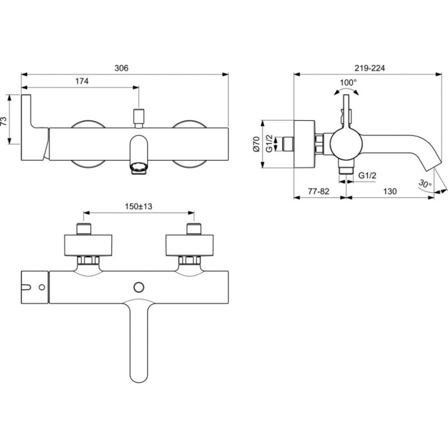 Ideal Standard Joy смеситель для ванны BC786A2