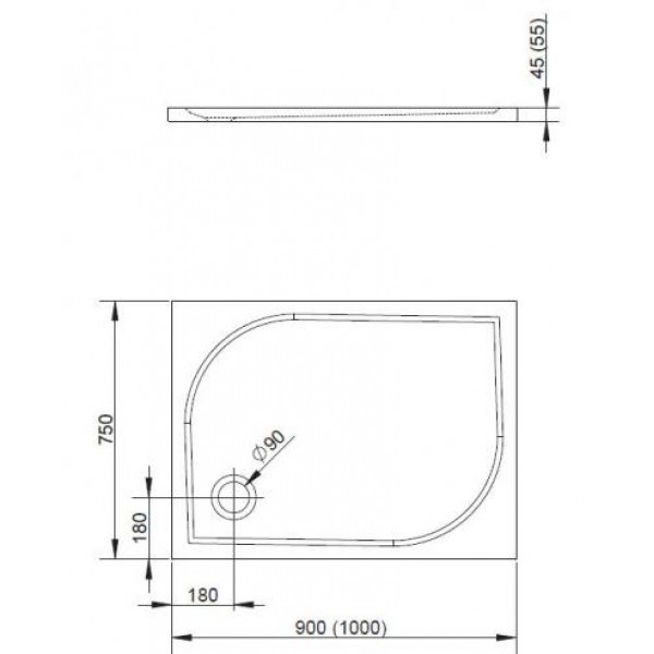 Radaway Delos D1000 100*75*5,5 душевой поддон акриловый 4D17555-03