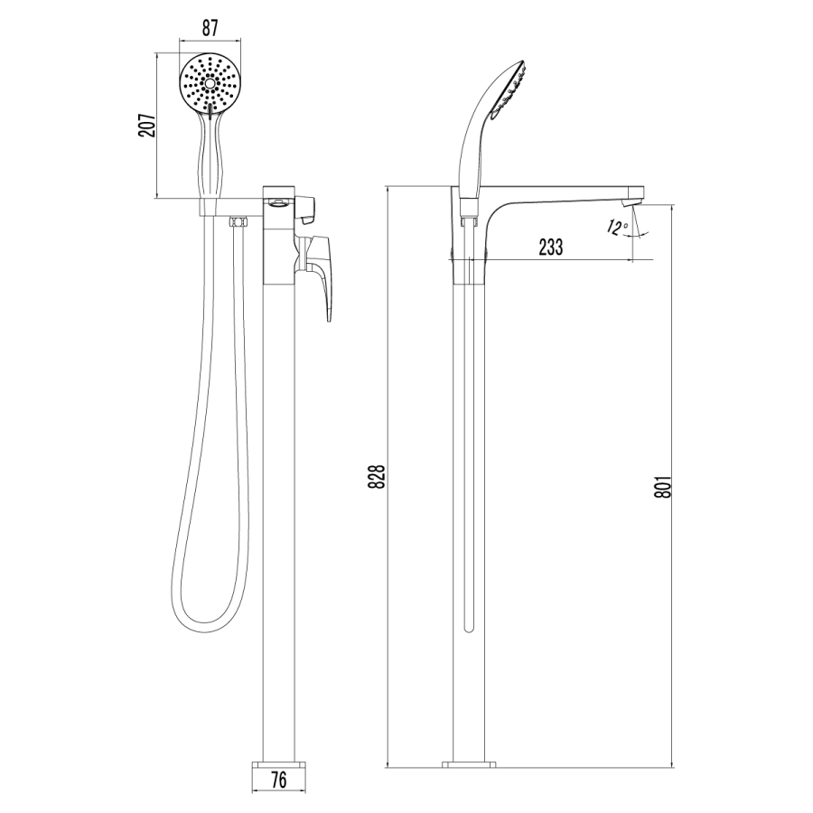 Lemark Shift смеситель для ванны напольный LM4344C