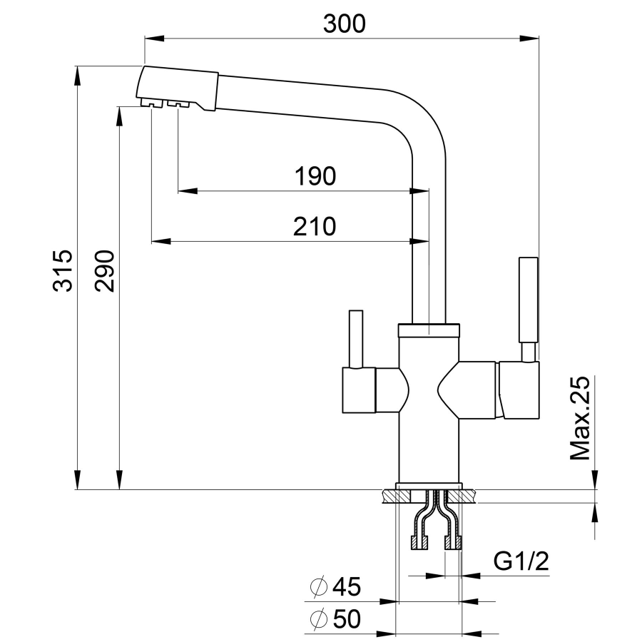 Point смеситель для кухни серый PN3103AL