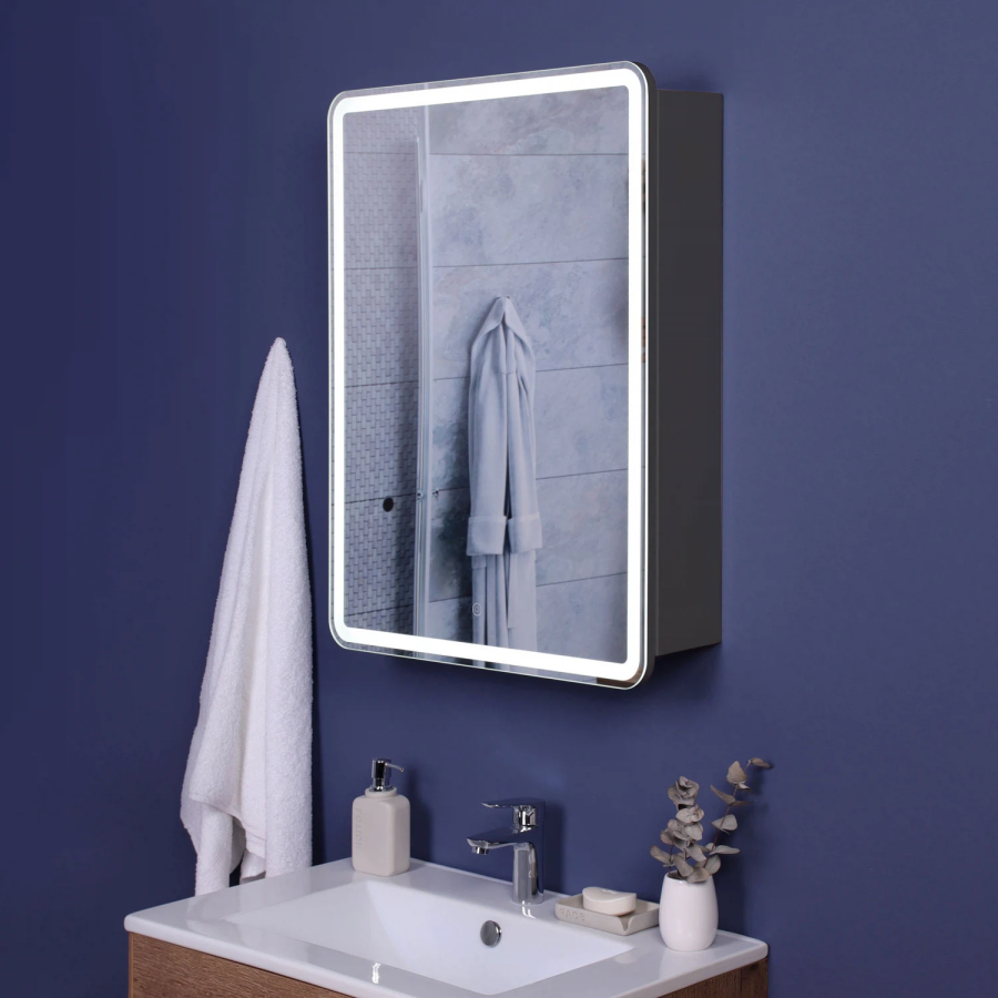 Итана Miro зеркальный шкаф с подсветкой 50 1С правый серый