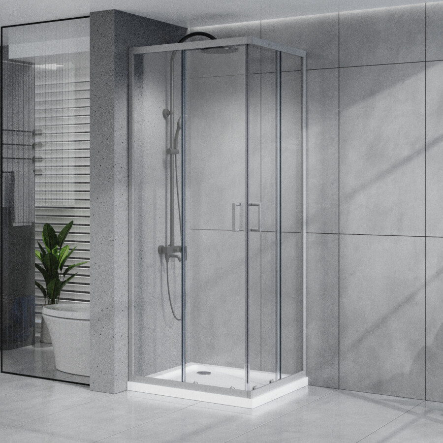 Душевое ограждение Azario Vienna 1000х1000х1950 прозрачное стекло 6 мм, профиль графит матовый AZ-R36-100-MGR-CL