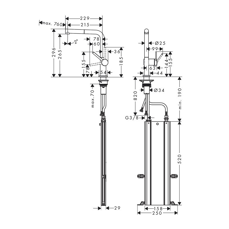 Hansgrohe Talis 72809000 M54 1jet sBox смеситель для кухни хром