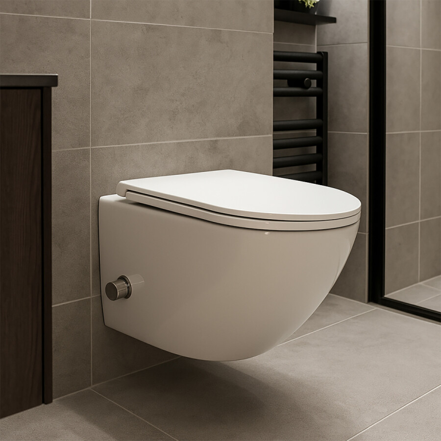 Унитаз подвесной Azario Grado 365х495х365 безободковый, с функцией биде, с быстросъемным сиденьем микролифт AZ-046E-NR