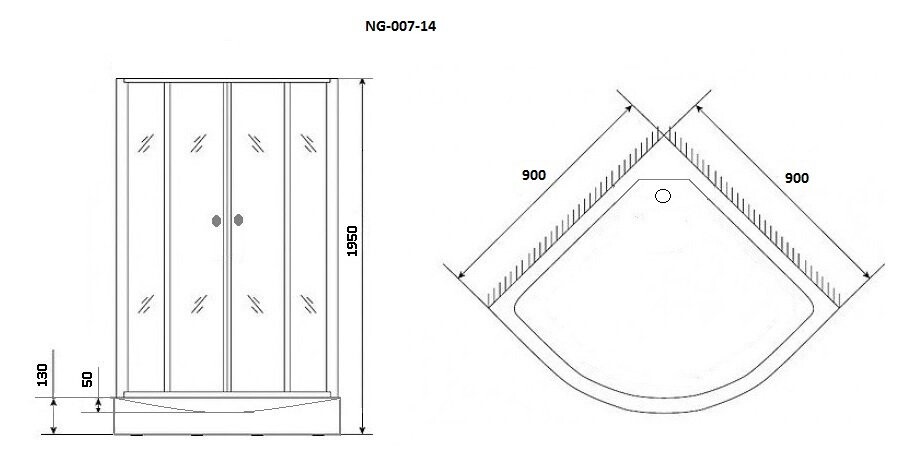 Душевой угол 90x90 Niagara NG 007-14 BLACK _0071452B