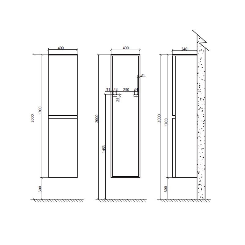 BelBagno ENERGIA-N-1700-2A-SC-BL-R/L Шкаф-пенал подвесной, 170