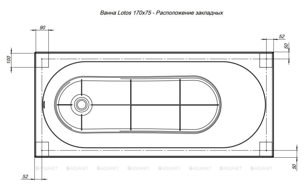 Акриловая ванна Aquanet Lotos 170x75 (с каркасом) 00311882