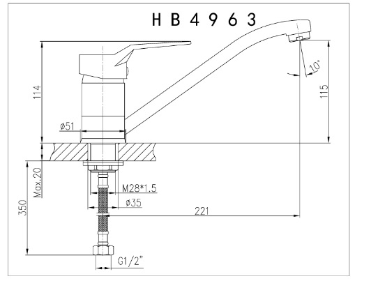 Haiba смеситель для кухни HB4963