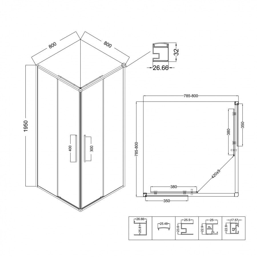 Душевой угол 80x80 Niagara Nova NG 6622-34