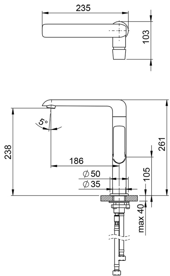 Ravak Flat FL 016.00 Смеситель для раковины хром X070125