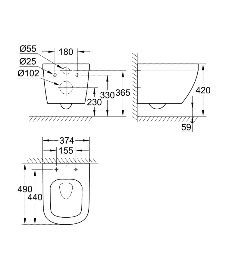 Инсталляция Geberit Duofix 458.103.00.1 UP100 с клавишей и унитазом Grohe 39206000