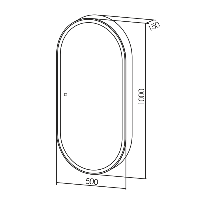 Azario Soho зеркало 50x100 подсветка, сенсорный выключатель c диммером LED-00002515