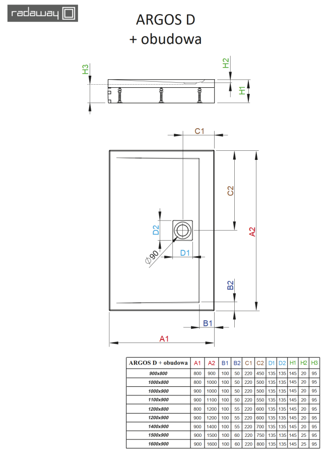 Radaway Argos D 80*90*5,5 душевой поддон акриловый 4AD89-01