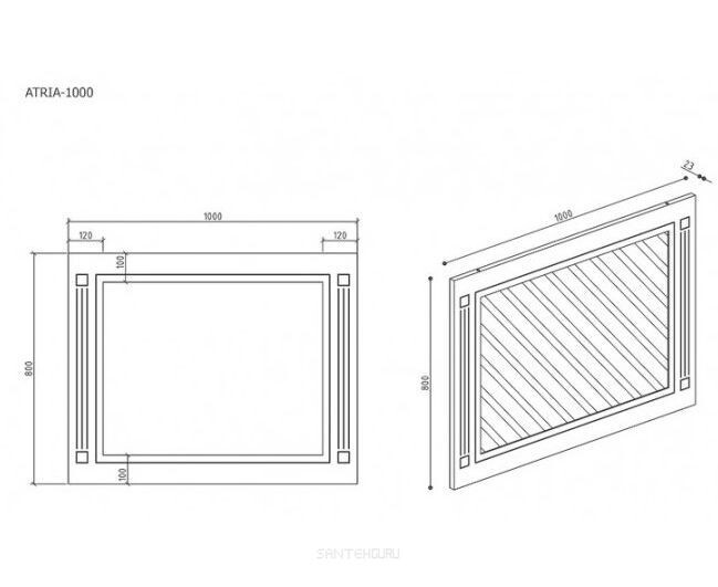 Зеркальное полотно BelBagno ATRIA-SPC-1000-NL 100*80