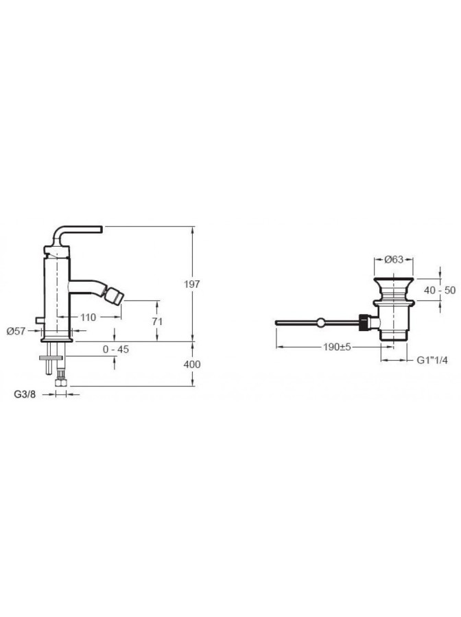 Jacob Delafon Purist E14434-4A-CP смеситель для биде