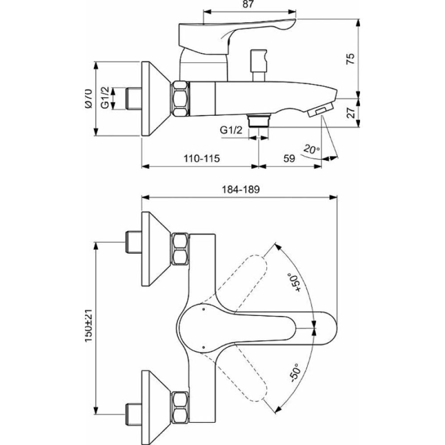 Ideal Standard Alpha смеситель для ванны BC654AA