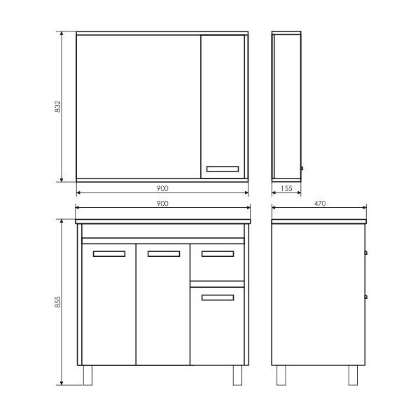 Тумба-умывальник Comforty "Тулуза-90" сосна лоредо с раковиной Quadro 90 00004152036CF