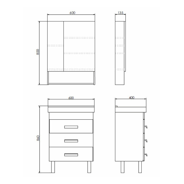 Зеркало-шкаф Comforty "Никосия-60" дуб белый 00004138878CF