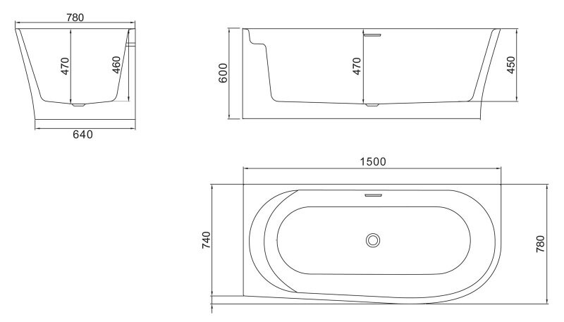 BelBagno ванна акриловая левая 150х78 BB410-1500-780-L