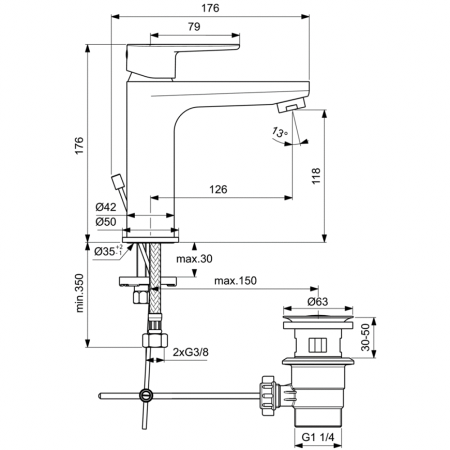 Ideal Standard Cerafine смеситель для раковины BC496AA