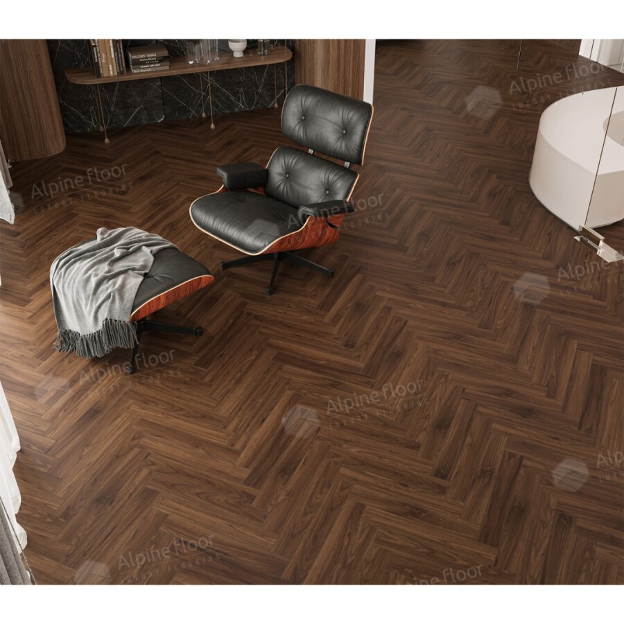 Ламинат Alpine Floor Herringbone 12, LF105-12A Орех Трентино 600 х 100 х 12 mm