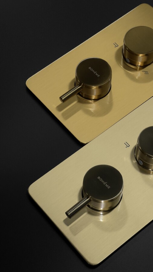 Смеситель встраиваемый с термостатом 3-х проходной Boheme Cell Thermo Gun Metal 134-3-GM