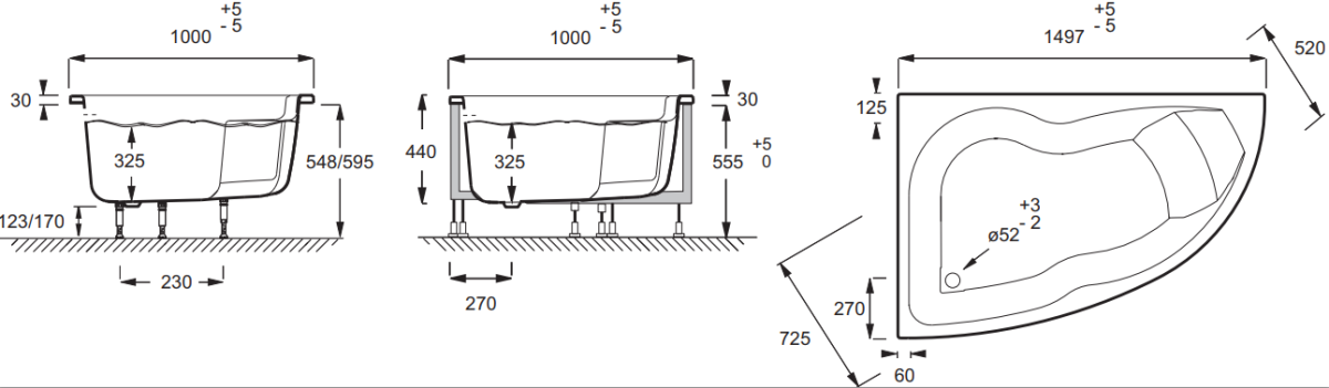 Jacob Delafon Micromega Duo 170*105 ванна акриловая угловая L E60221RU-00