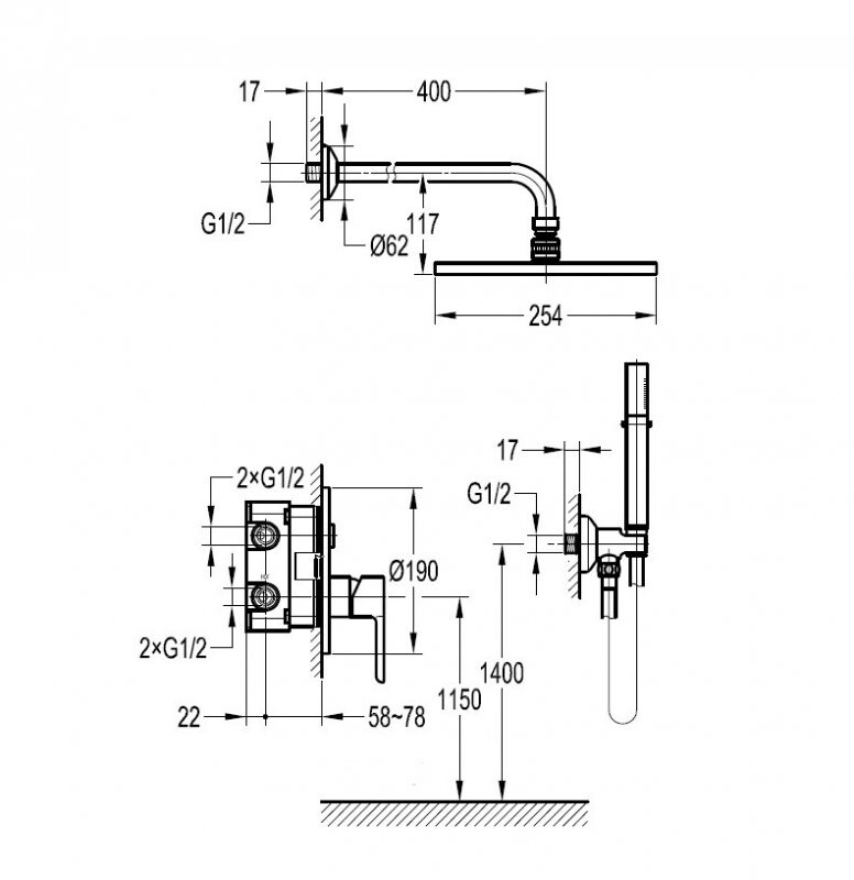 Cezares душевой комплект ECO-DSET-01