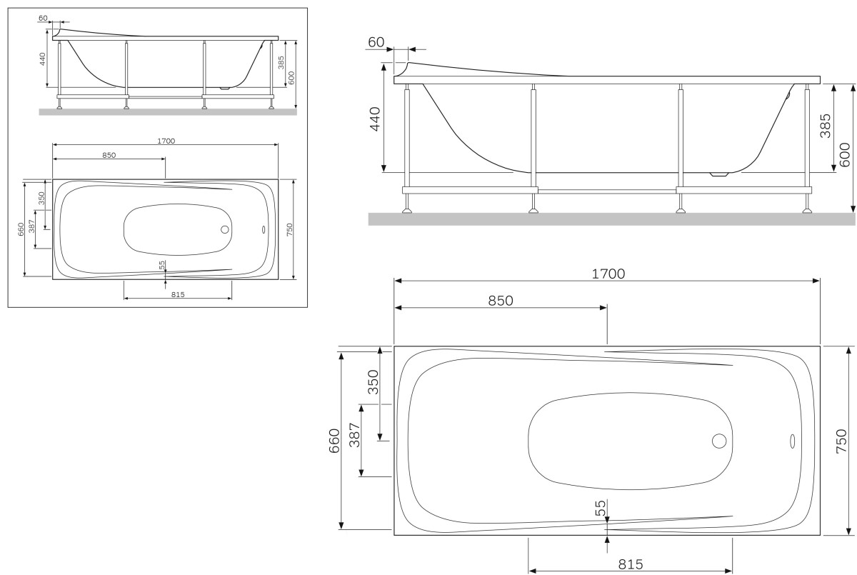 Am.Pm Sensation 170*75 ванна акриловая W30A-170-075W-A